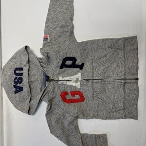 GAP Gray Kids Hoodie with USA and GAP Letters